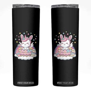 Funny Easter Unicorn Bunny Easter Eggs Skinny Tumbler TS11 Black Print Your Wear