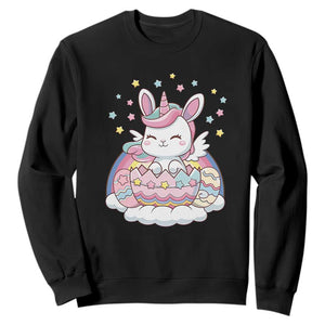 Funny Easter Unicorn Bunny Easter Eggs Sweatshirt TS11 Black Print Your Wear