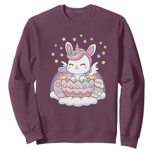Funny Easter Unicorn Bunny Easter Eggs Sweatshirt TS11 Maroon Print Your Wear