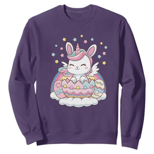 Funny Easter Unicorn Bunny Easter Eggs Sweatshirt TS11 Purple Print Your Wear