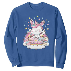 Funny Easter Unicorn Bunny Easter Eggs Sweatshirt TS11 Royal Blue Print Your Wear