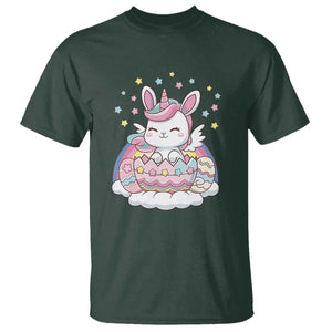 Funny Easter Unicorn Bunny Easter Eggs T Shirt TS11 Dark Forest Green Print Your Wear