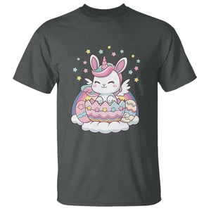 Funny Easter Unicorn Bunny Easter Eggs T Shirt TS11 Dark Heather Print Your Wear