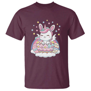 Funny Easter Unicorn Bunny Easter Eggs T Shirt TS11 Maroon Print Your Wear
