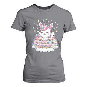 Funny Easter Unicorn Bunny Easter Eggs T Shirt For Women TS11 Charcoal Print Your Wear