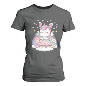 Funny Easter Unicorn Bunny Easter Eggs T Shirt For Women TS11 Dark Heather Print Your Wear