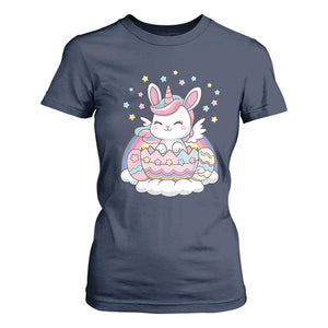 Funny Easter Unicorn Bunny Easter Eggs T Shirt For Women TS11 Navy Print Your Wear