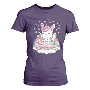 Funny Easter Unicorn Bunny Easter Eggs T Shirt For Women TS11 Purple Print Your Wear