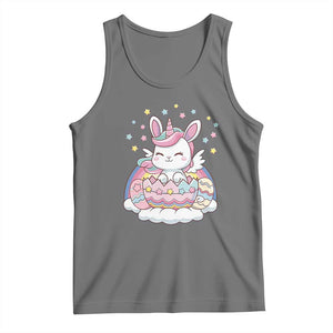 Funny Easter Unicorn Bunny Easter Eggs Tank Top TS11 Black Heather Print Your Wear