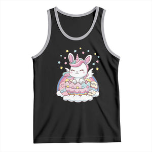 Funny Easter Unicorn Bunny Easter Eggs Tank Top TS11 Black Athletic Heather Print Your Wear