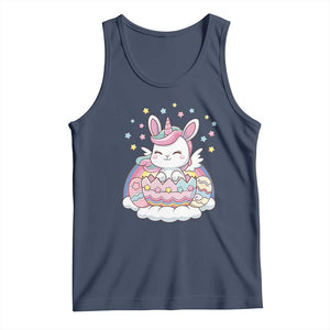 Funny Easter Unicorn Bunny Easter Eggs Tank Top TS11 Navy Print Your Wear
