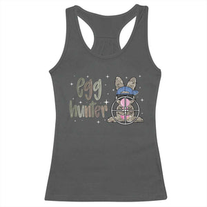 Funny Egg Hunter Racerback Tank Top Bunny Hunting Backward Cap Camouflage TS11 Dark Heather Print Your Wear