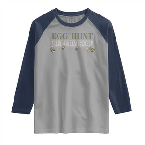 Funny Easter Egg Hunt Supervisor Raglan Shirt Camouflage Camo Egg Hunting Easter Day TS11 Sport Gray Navy Print Your Wear