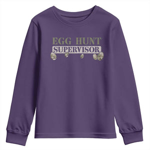 Funny Easter Egg Hunt Supervisor Youth Sweatshirt Camouflage Camo Egg Hunting Easter Day TS11 Purple Print Your Wear