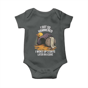 Christian Easter Day Religious Stone Baby Onesie I Got So Hammered I Woke Up 3 Days Later In A Cave TS11 Dark Heather Print Your Wear