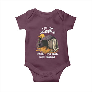 Christian Easter Day Religious Stone Baby Onesie I Got So Hammered I Woke Up 3 Days Later In A Cave TS11 Maroon Print Your Wear