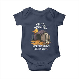 Christian Easter Day Religious Stone Baby Onesie I Got So Hammered I Woke Up 3 Days Later In A Cave TS11 Navy Print Your Wear