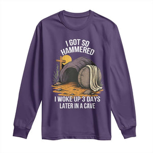 Christian Easter Day Religious Stone Long Sleeve Shirt I Got So Hammered I Woke Up 3 Days Later In A Cave TS11 Purple Print Your Wear