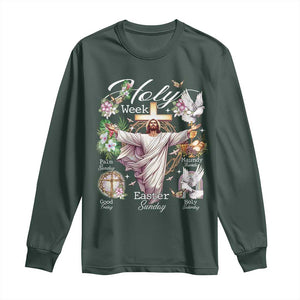 Religious Christian Easter Holy Week Christ Jesus Long Sleeve Shirt TS11 Dark Forest Green Print Your Wear