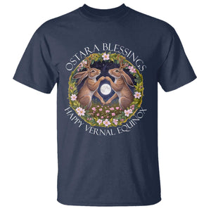 Ostara Blessings Happy Vernal Equinox T Shirt Ostara Pagan Eostre Easter Day Wolpertinger TS11 Navy Print Your Wear