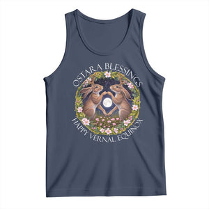 Ostara Blessings Happy Vernal Equinox Tank Top Ostara Pagan Eostre Easter Day Wolpertinger TS11 Navy Print Your Wear