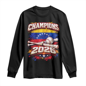 Venezuela Champions 2026 Baseball Lover Venezuelan Flag Long Sleeve Shirt TS11 Black Print Your Wear