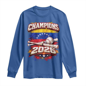 Venezuela Champions 2026 Baseball Lover Venezuelan Flag Long Sleeve Shirt TS11 Royal Blue Print Your Wear