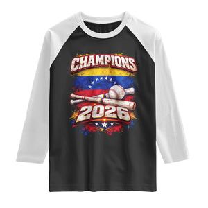 Venezuela Champions 2026 Baseball Lover Venezuelan Flag Raglan Shirt TS11 Black White Print Your Wear