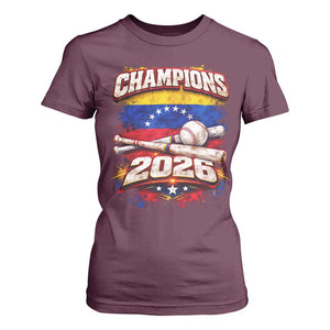 Venezuela Champions 2026 Baseball Lover Venezuelan Flag T Shirt For Women TS11 Maroon Print Your Wear
