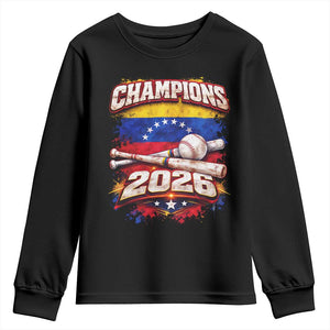 Venezuela Champions 2026 Baseball Lover Venezuelan Flag Youth Sweatshirt TS11 Black Print Your Wear