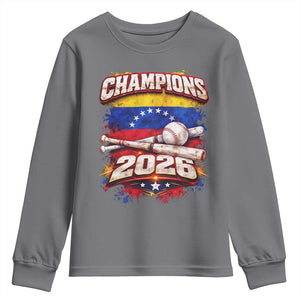 Venezuela Champions 2026 Baseball Lover Venezuelan Flag Youth Sweatshirt TS11 Charcoal Print Your Wear