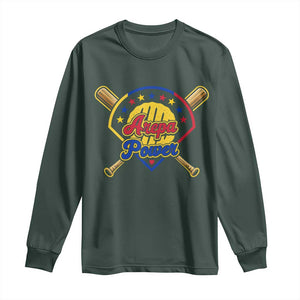 Arepa Power Venezuela Baseball Lover Long Sleeve Shirt Venezuelan Pride TS11 Dark Forest Green Print Your Wear