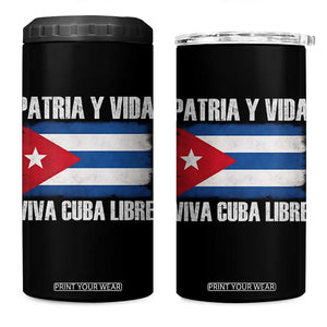 Patria y Vida Cuba Libre 4 in 1 Can Cooler Tumbler Freedom Patriotic Cuban Flag TS11 One Size: 16 oz Black Print Your Wear