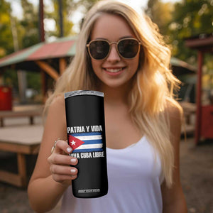 Patria y Vida Cuba Libre Skinny Tumbler Freedom Patriotic Cuban Flag TS11 Print Your Wear