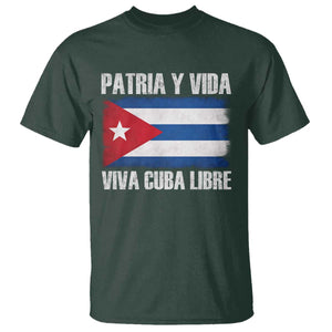 Patria y Vida Cuba Libre T Shirt Freedom Patriotic Cuban Flag TS11 Dark Forest Green Print Your Wear