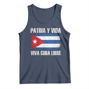 Patria y Vida Cuba Libre Tank Top Freedom Patriotic Cuban Flag TS11 Navy Print Your Wear