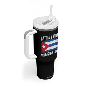 Patria y Vida Cuba Libre Tumbler With Handle Freedom Patriotic Cuban Flag TS11 Print Your Wear