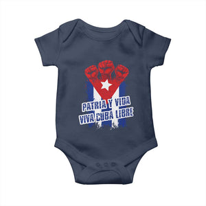 Patria y Vida Cuba Libre Baby Onesie Cuba Flag Fist Freedom Movement TS11 Navy Print Your Wear
