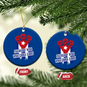 Patria y Vida Cuba Libre Ceramic Ornament Cuba Flag Fist Freedom Movement TS11 1pc Blue Print Your Wear