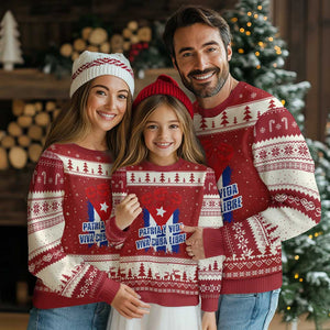 Patria y Vida Cuba Libre Ugly Christmas Sweater Cuba Flag Fist Freedom Movement TS11 Red Beige Print Your Wear