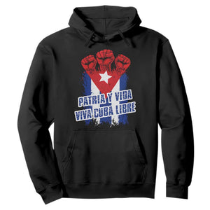 Patria y Vida Cuba Libre Hoodie Cuba Flag Fist Freedom Movement TS11 Black Print Your Wear