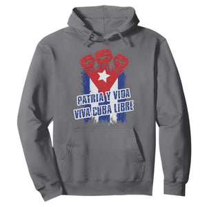 Patria y Vida Cuba Libre Hoodie Cuba Flag Fist Freedom Movement TS11 Charcoal Print Your Wear