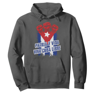 Patria y Vida Cuba Libre Hoodie Cuba Flag Fist Freedom Movement TS11 Dark Heather Print Your Wear