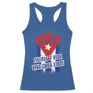 Patria y Vida Cuba Libre Racerback Tank Top Cuba Flag Fist Freedom Movement TS11 Royal Blue Print Your Wear