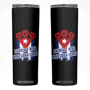 Patria y Vida Cuba Libre Skinny Tumbler Cuba Flag Fist Freedom Movement TS11 Black Print Your Wear