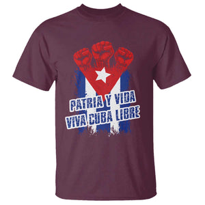 Patria y Vida Cuba Libre T Shirt Cuba Flag Fist Freedom Movement TS11 Maroon Print Your Wear