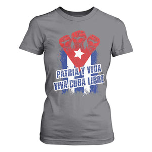 Patria y Vida Cuba Libre T Shirt For Women Cuba Flag Fist Freedom Movement TS11 Charcoal Print Your Wear