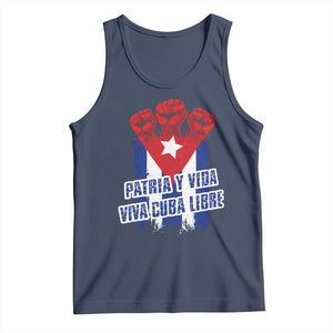 Patria y Vida Cuba Libre Tank Top Cuba Flag Fist Freedom Movement TS11 Navy Print Your Wear