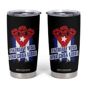 Patria y Vida Cuba Libre Tumbler Cup Cuba Flag Fist Freedom Movement TS11 Black Print Your Wear