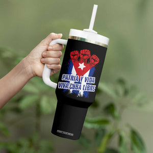 Patria y Vida Cuba Libre Tumbler With Handle Cuba Flag Fist Freedom Movement TS11 Print Your Wear